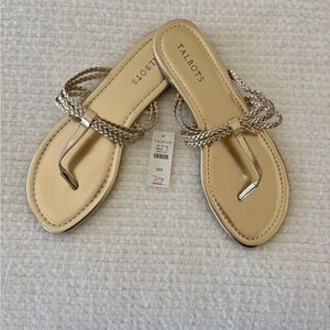NWT Talbots Gold Braided Thong Sandals 9M